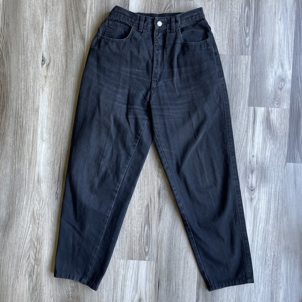Vintage Zena High Waisted Mom Jeans Black Tapered Leg Made in USA Size 10 (26)